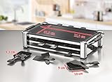 ROMMELSBACHER RCC 1500 Raclette-Grill (extra langes Kabel (2m), Tischgrill für 8 Personen, gerippte Alu-Druckguss-Grillplatte, Xylan Plus Antihaftbeschichtung, Parkdeck, 1500 W) chrom - 6