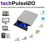 techPulse120 Blu-ray Brenner USB 3.0 Externer Burner Superdrive Portable Blueray Rom 3D Laufwerk BD DVD CD Slim für Computer Notebook Ultrabook Netbook Laptop Windows Mac Apple iMAC MacBook Pro Air - 3