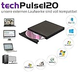 techPulse120 USB 3.0 3D Externer Blu-Ray Brenner Burner M-Disc BDXL Superdrive Blueray Rom Laufwerk BD DVD CD Ultra Slim für Computer PC Notebook Ultrabook Windows MacOS Apple iMac MacBook Pro Air - 3