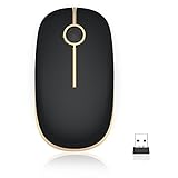 Jelly Comb Kabellose Maus, 2.4G Maus Schnurlos Wireless Kabellos Optische Maus mit USB Nano Empfänger für PC/Tablet / Laptop und Windows/Mac / Linux (Schwarz und Gold) - 2