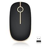 Jelly Comb Kabellose Maus, 2.4G Maus Schnurlos Wireless Kabellos Optische Maus mit USB Nano Empfänger für PC/Tablet / Laptop und Windows/Mac / Linux (Schwarz und Gold) - 2