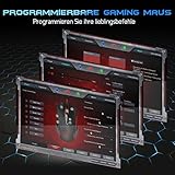 HoLife Gaming Maus, [Neue Version] Gamer Maus 7200DPI PC Gaming Maus Hohe Präzision für Pro Gamer mit 7 programmierbaren Tasten/ LED/ ergonomisches Design/ USB-Wired Maus optisch (Schwarz) - 2