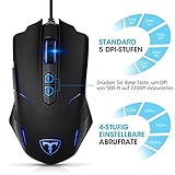 HoLife Gaming Maus, [Neue Version] Gamer Maus 7200DPI PC Gaming Maus Hohe Präzision für Pro Gamer mit 7 programmierbaren Tasten/ LED/ ergonomisches Design/ USB-Wired Maus optisch (Schwarz) - 3