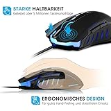 HoLife Gaming Maus, [Neue Version] Gamer Maus 7200DPI PC Gaming Maus Hohe Präzision für Pro Gamer mit 7 programmierbaren Tasten/ LED/ ergonomisches Design/ USB-Wired Maus optisch (Schwarz) - 6