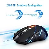 TOPELEK Laptop Maus, Mute-Maus 2.4 G 2400 DPI, 7 Tasten, Drahtlose Maus Silent  Schnurlos Funkmaus Gaming Maus Funk Wireless-maus Optical Business Mouse Mäuse Für PC Laptop iMac Macbook, Office, Home - 2