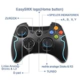 EasySMX [Geschenk für Jungen PC Controller, Wireless Controller Gamepad PS3 Kompatibel mit Windows XP und Vista, Windows 8, PS3, Android und Reichweite bis zu 10M (Blau) - 6