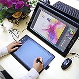 GAOMON M106K - 10 x 6 Zoll Profi Grafiktablett mit 12+16 Programmierender Tasten und Kabellosem Stift - 3