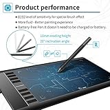 LANSRAYOL Zeichentablett Ugee Grafiktablett 10x6 Zoll Digitalisiertablett Kabellos Batterielos Stift 5080 LPI 266 RPS 8192 Stufen 8 Expresstasten Mac Windows mit Stifttasche Handschuh - 3