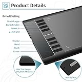 LANSRAYOL Zeichentablett Ugee Grafiktablett 10x6 Zoll Digitalisiertablett Kabellos Batterielos Stift 5080 LPI 266 RPS 8192 Stufen 8 Expresstasten Mac Windows mit Stifttasche Handschuh - 4