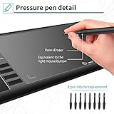 LANSRAYOL Zeichentablett Ugee Grafiktablett 10x6 Zoll Digitalisiertablett Kabellos Batterielos Stift 5080 LPI 266 RPS 8192 Stufen 8 Expresstasten Mac Windows mit Stifttasche Handschuh - 9