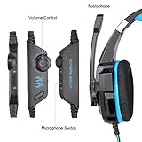 PUNICOK G9000 PS4 Gaming Headset Kopfhörer mit Mikrofon 3.5mm On Ear Surround Sound Ohrhörer und Lautstärkeregelung für PS4 Xbox One PC Laptop Tablet Mobile Phones Blau … - 4