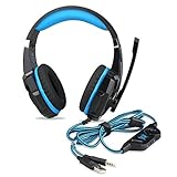 PUNICOK G9000 PS4 Gaming Headset Kopfhörer mit Mikrofon 3.5mm On Ear Surround Sound Ohrhörer und Lautstärkeregelung für PS4 Xbox One PC Laptop Tablet Mobile Phones Blau … - 6