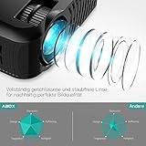 Beamer,3000 Lumen ABOX 2018 Aktualisierte Mini LED Projektor,+60% Helligkeit Full HD 1080P,unterstützt HDMI USB SD VGA AV für Amazon Firestick,Laptop,Smartphone perfekt für Fußballspiele,Filme - 3