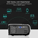 Beamer,3000 Lumen ABOX 2018 Aktualisierte Mini LED Projektor,+60% Helligkeit Full HD 1080P,unterstützt HDMI USB SD VGA AV für Amazon Firestick,Laptop,Smartphone perfekt für Fußballspiele,Filme - 5