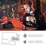 Beamer,3000 Lumen ABOX 2018 Aktualisierte Mini LED Projektor,+60% Helligkeit Full HD 1080P,unterstützt HDMI USB SD VGA AV für Amazon Firestick,Laptop,Smartphone perfekt für Fußballspiele,Filme - 8