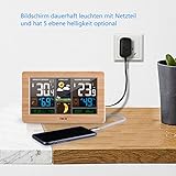 FanJu FJ3378W Funkwetterstation Funk mit Außensensor/USB-Ladeanschluss/Innen-/Außentemperatur und Luftfeuchtigkeit/Uhr/Mondphase/Uhren mit Thermometer - 3