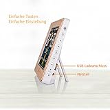FanJu FJ3378W Funkwetterstation Funk mit Außensensor/USB-Ladeanschluss/Innen-/Außentemperatur und Luftfeuchtigkeit/Uhr/Mondphase/Uhren mit Thermometer - 4