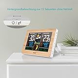 FanJu FJ3378W Funkwetterstation Funk mit Außensensor/USB-Ladeanschluss/Innen-/Außentemperatur und Luftfeuchtigkeit/Uhr/Mondphase/Uhren mit Thermometer - 5
