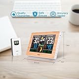 FanJu FJ3378W Funkwetterstation Funk mit Außensensor/USB-Ladeanschluss/Innen-/Außentemperatur und Luftfeuchtigkeit/Uhr/Mondphase/Uhren mit Thermometer - 6