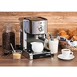 Klarstein Passionata 15 • Espressomaschine • Espresso-Automat • Kaffee-Maschine • 1470 Watt • 1,25 Liter • automatischer Druckablass • inkl. Milchschaum Düse für Zubereitung von Cappuccino • silber - 2