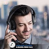 KAMTRON Bluetooth Kopfhörer Noise Cancelling Kabellos - HiFi Stereo Bass Over Ear Headset mit Mikrofon, 26-Stunden-Wiedergabezeit, Flugzeugadapter, faltbar für Reisen und Arbeiten, PC/Handy / TV - 5