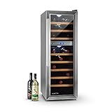 Klarstein Reserva 27D • Weinkühlschrank • Getränkekühlschrank • 76 L • 27 Flaschen • 2 Zonen • 8 Holzeinschübe • sehr leise • verstellbare Standfüße • freistehend • schwarz-silber - 3