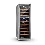 Klarstein Reserva 27D • Weinkühlschrank • Getränkekühlschrank • 76 L • 27 Flaschen • 2 Zonen • 8 Holzeinschübe • sehr leise • verstellbare Standfüße • freistehend • schwarz-silber - 4