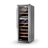 Klarstein Reserva 27D • Weinkühlschrank • Getränkekühlschrank • 76 L • 27 Flaschen • 2 Zonen • 8 Holzeinschübe • sehr leise • verstellbare Standfüße • freistehend • schwarz-silber - 7