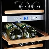 Klarstein Reserva • Getränkekühlschrank • Weinkühlschrank • 34 L • 12 Flaschen • 4 Regaleinschübe • leise • 2 Zonen • 7-18°C Temperaturbereich • LED-Innenbeleuchtung • schwarz-silber - 8