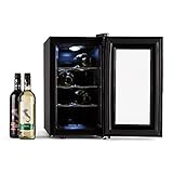 Klarstein Reserva Piccola • Weinkühlschrank • Getränkekühlschrank • 25 Liter • 8 Flaschen • 3 verchromte Regaleinsätze • zuschaltbare Innenraumbeleuchtung • 8 bis 18°C • Bedienung • schwarz - 3
