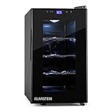 Klarstein Reserva Piccola • Weinkühlschrank • Getränkekühlschrank • 25 Liter • 8 Flaschen • 3 verchromte Regaleinsätze • zuschaltbare Innenraumbeleuchtung • 8 bis 18°C • Bedienung • schwarz - 5