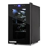 Klarstein Reserva Piccola • Weinkühlschrank • Getränkekühlschrank • 25 Liter • 8 Flaschen • 3 verchromte Regaleinsätze • zuschaltbare Innenraumbeleuchtung • 8 bis 18°C • Bedienung • schwarz - 8