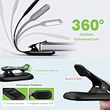 Leselampe Buch, TOPELEK LED Buchlampe Klemme mit 4 LEDs, 3 Helligkeit, LED Klemmleuchte, 360° Flexibel, USB Wiederaufladbar für Nacht Lesen, Kindle, Schlafzimmer, Büro.[Energieklasse A+++] - 3