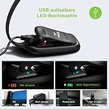 Leselampe Buch, TOPELEK LED Buchlampe Klemme mit 4 LEDs, 3 Helligkeit, LED Klemmleuchte, 360° Flexibel, USB Wiederaufladbar für Nacht Lesen, Kindle, Schlafzimmer, Büro.[Energieklasse A+++] - 4