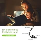 Leselampe Buch, TOPELEK LED Buchlampe Klemme mit 4 LEDs, 3 Helligkeit, LED Klemmleuchte, 360° Flexibel, USB Wiederaufladbar für Nacht Lesen, Kindle, Schlafzimmer, Büro.[Energieklasse A+++] - 5