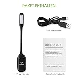 Leselampe Buch, TOPELEK LED Buchlampe Klemme mit 4 LEDs, 3 Helligkeit, LED Klemmleuchte, 360° Flexibel, USB Wiederaufladbar für Nacht Lesen, Kindle, Schlafzimmer, Büro.[Energieklasse A+++] - 8