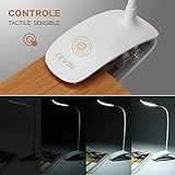 Leselampe klemmen, LED Klemmleuchte buch Dimmbar Schreibtischlampe Augenschutz Flexible Nachttischlampe LED nachladbare klemmlampe kinder mit Touch-Dimmer, 3-Stufe Helligkeit weiß - 2
