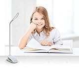Leselampe klemmen, LED Klemmleuchte buch Dimmbar Schreibtischlampe Augenschutz Flexible Nachttischlampe LED nachladbare klemmlampe kinder mit Touch-Dimmer, 3-Stufe Helligkeit weiß - 6