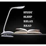 Leselampe klemmen, LED Klemmleuchte buch Dimmbar Schreibtischlampe Augenschutz Flexible Nachttischlampe LED nachladbare klemmlampe kinder mit Touch-Dimmer, 3-Stufe Helligkeit weiß - 7