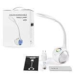 WILIT® HZ T3 5W dimmbare LED Schreibtischlampe, Nachttischlampe mit Schwanenhals, Tischleuchte mit Touchfeld für Farblicht und 3 Helligkeitsstufen, weiß - 8