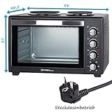 TZS First Austria - 45 Liter 3200 Watt Mini-Backofen mit Kochplatten und Krümelblech| Drehspieß und Umluft Mini Pizzaofen | Mini-Küche | Kochplatten separat bedienbar | gleichzeitig kochen und backen - 4