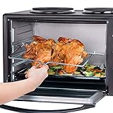 TZS First Austria - 45 Liter 3200 Watt Mini-Backofen mit Kochplatten und Krümelblech| Drehspieß und Umluft Mini Pizzaofen | Mini-Küche | Kochplatten separat bedienbar | gleichzeitig kochen und backen - 8