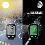Fahrradcomputer, Blusmart Fahrradtacho wasserdichte Radcomputer automatische Wake-up LCD-Hintergrundbeleuchtung Motion Sensor Temperaturanzeige  14 Funktionen - 4