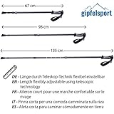 gipfelsport Wanderstöcke I Teleskop Trekkingstöcke mit Tasche I schwarz, leicht, verstellbar I für Damen und Herren - 3