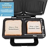 TZS First Austria - 900 Watt Sandwichtoaster für XXL Toast-Scheiben | Thermostat | Backampel | elektrischer Sandwichmaker mit Muschelform | Sandwich-Grill | schwarz | für große Sandwichtoast geeignet - 2