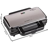 TZS First Austria - 900 Watt Sandwichtoaster für XXL Toast-Scheiben | Thermostat | Backampel | elektrischer Sandwichmaker mit Muschelform | Sandwich-Grill | schwarz | für große Sandwichtoast geeignet - 6