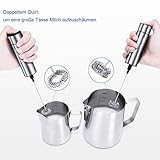 Sedhoom eletrischer Milchaufschäumer mit Doppeltem Quirl, batteriebetriebener manueller Milchschäumer Silber - 6