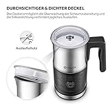 ISILER Milchaufschäumer, 500W Automatischer Milk Frother zur Zubereitung von Heiß- und Kaltschaum oder Warmmilch für Kaffee/Cappuccino/Latte/Espresso - 6