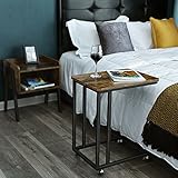 VASAGLE Beistelltisch im Industrie-Design, mobiler Kaffeetisch, Wohnzimmertisch, Sofatisch auf Rollen, stabil, mit Metallgestell, einfach zu montieren, Vintage LNT50X - 4