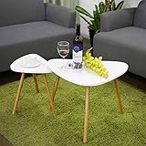 HOMFA 2x Beistelltisch weiß Couchtisch rund Wohnzimmertisch skandinavisch Kaffetisch klein Satztisch Set Groß(60x39,5x45cm),Klein(45x29,5x40cm) - 2